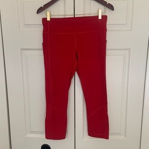 Red lululemon capri running tights size 8